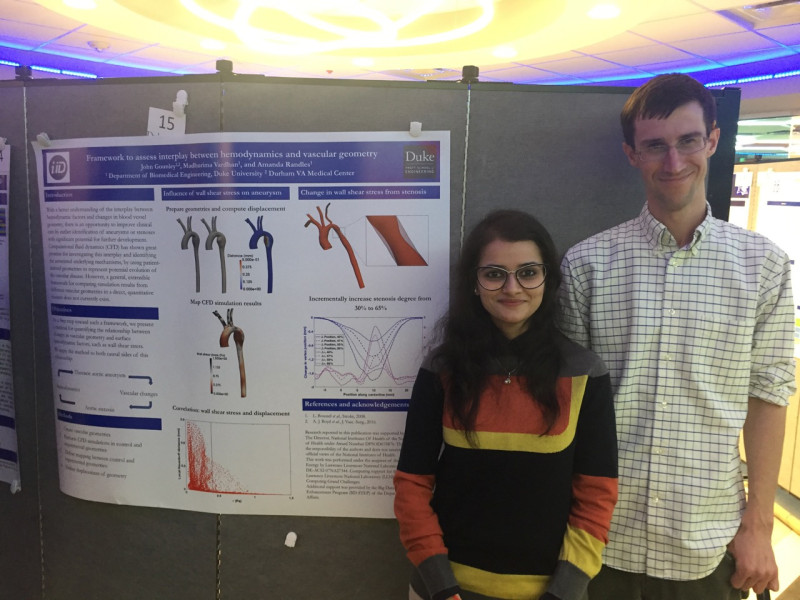 Maddie and John present posters at the 2017 Duke Research Computing Symposium.
