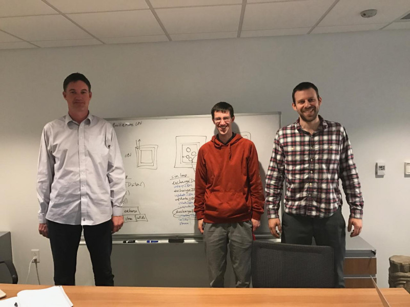 Erik Draeger (LLNL) visits the lab and meets with John and Greg 2017.