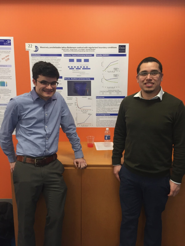 Daniel and Ismael present posters at the 2017 Duke Research Computing Symposium.
